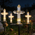 Set 4 Cruci Solare Decorative LED Alb Cald pentru Grădină și Cimitir – Iluminare Automată