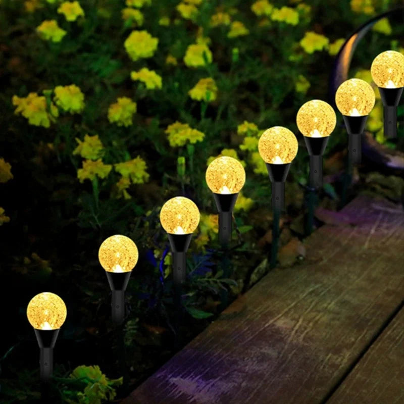 Set 2 Instalații Solare de Grădină cu 15 Globuri LED, Lumină Caldă sau Multicoloră