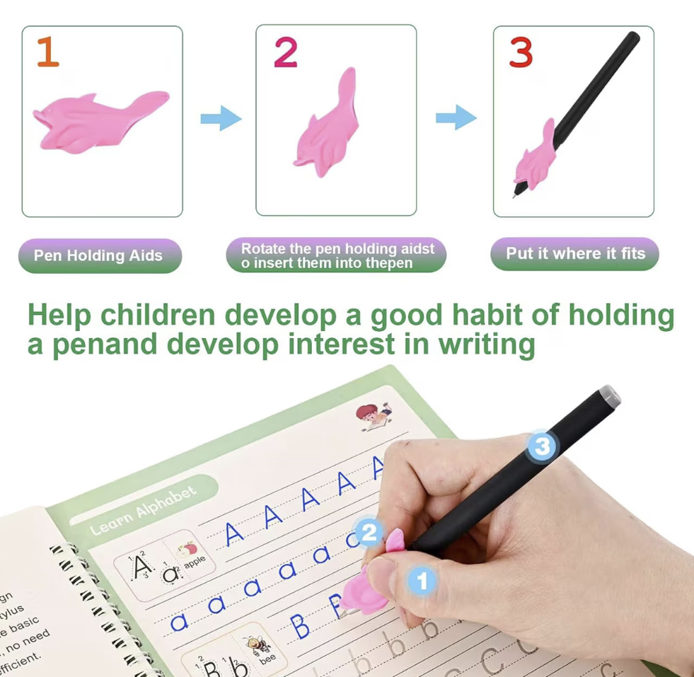 Set with 4 workbooks and magic pen for writing and drawing Sank Magic, school supplies, multicolor, 19 cm X 13 cm