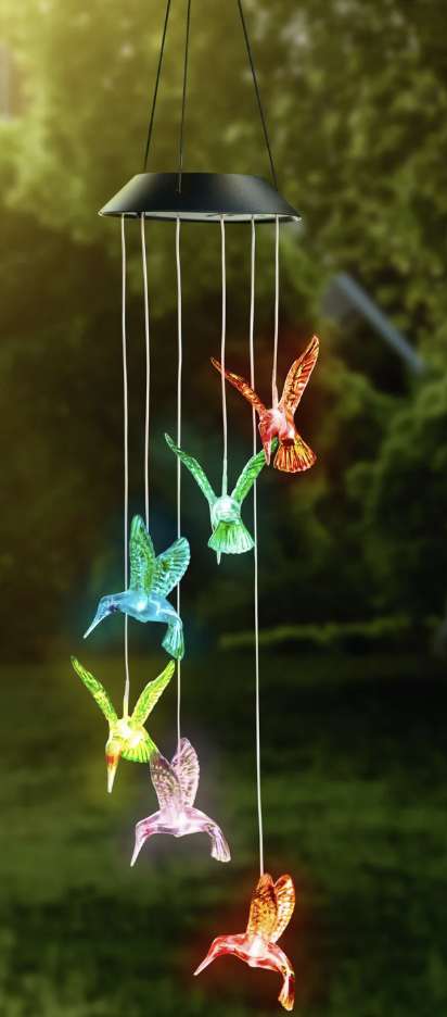 Set 2 x Clopoței de vânt cu încărcare solară, Fluturi, Colibri, Inimi