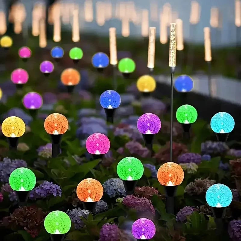 Set 2 Instalații Solare de Grădină cu 15 Globuri LED, Lumină Caldă sau Multicoloră
