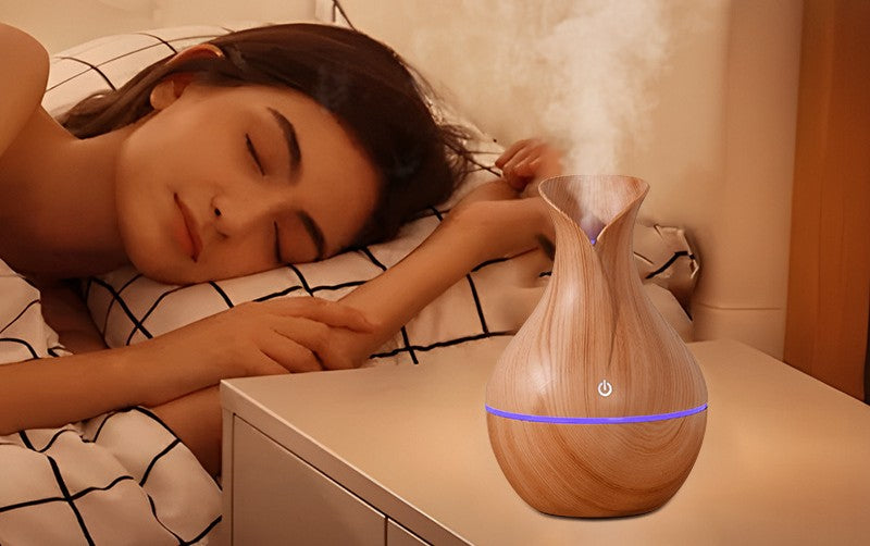Pachet 1 + 1 Difuzor Aromaterapie cu ultrasunete și Umidificator cu led, 130 ml + Cadou 12 Esențe Aromaterapie