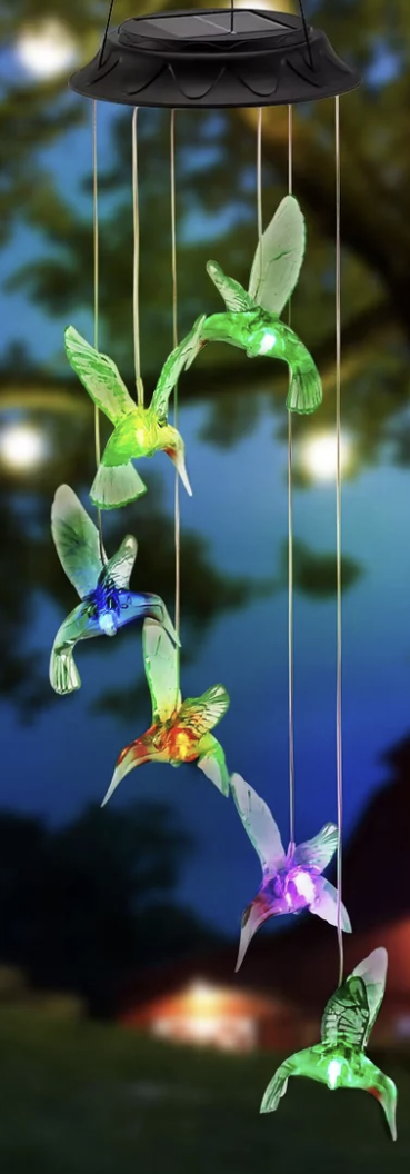 Set 2 x Clopoței de vânt cu încărcare solară, Fluturi, Colibri, Inimi