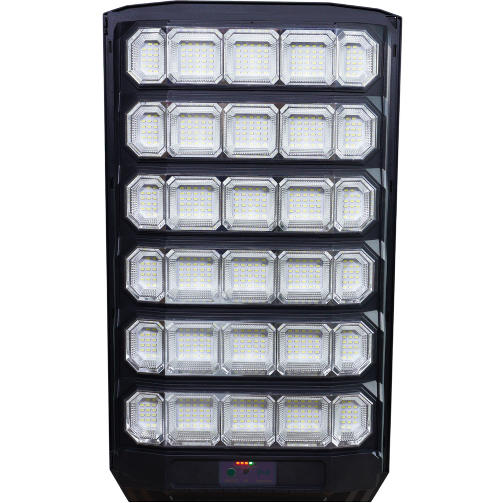 Lampa Solară Stradală Polaris Innova 1600W – LED 120.000 lm, Senzor Lumină/Mișcare și Telecomandă, IP66 & Suport Prindere+Cadou Surpriză