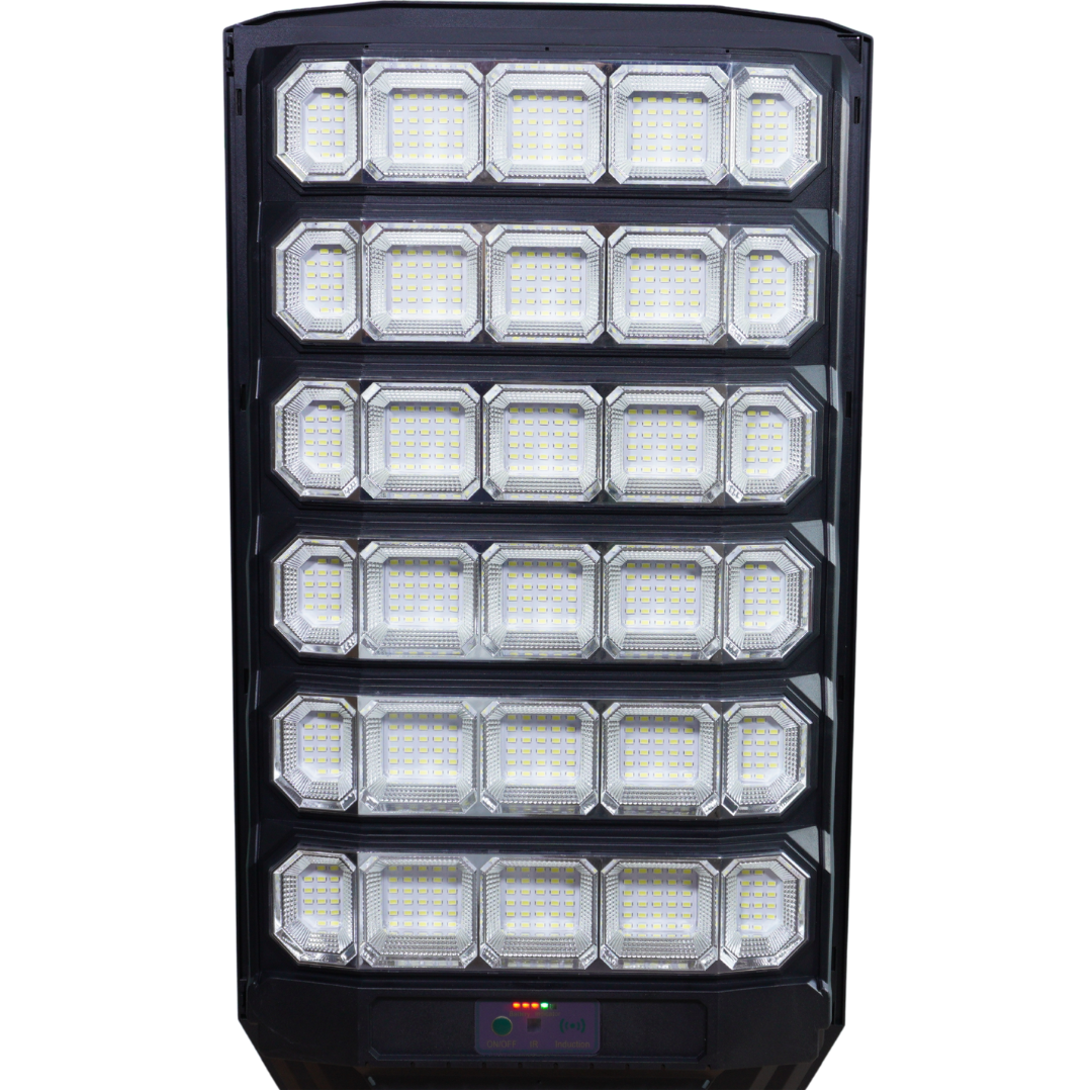 Lampa Solară Stradală Polaris Innova 1600W – LED 120.000 lm, Senzor Lumină/Mișcare și Telecomandă, IP66 & Suport Prindere+Cadou Surpriză