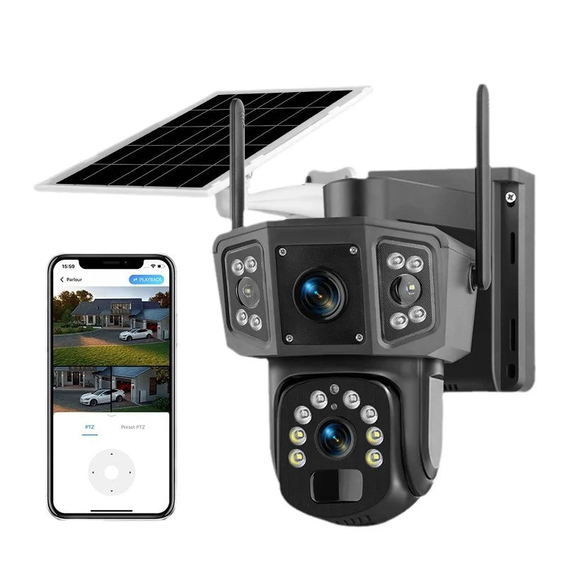 Set 2 x Camera Supraveghere Solara Dubla INNOVA 4G , 6MP , Full HD, PTZ 360°, baterie 12000mAh, 3 ani garantie