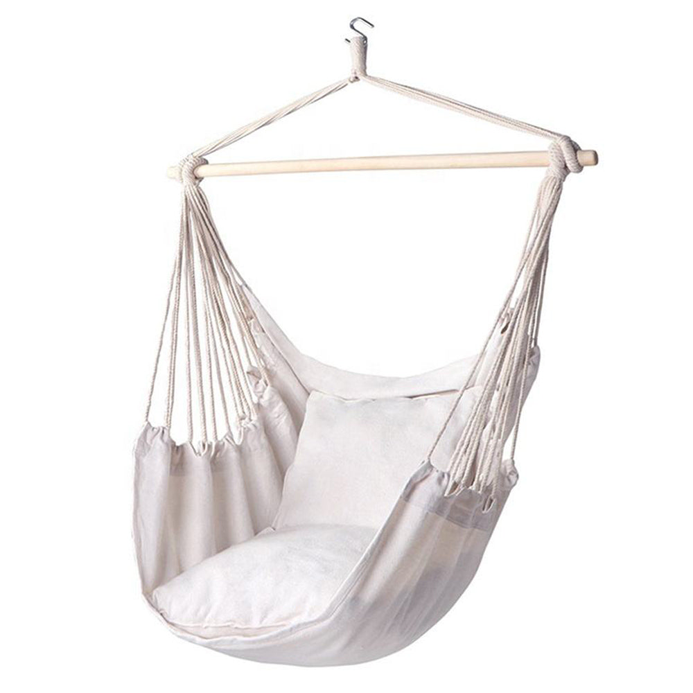 Premium Hanging Chair Hammock with 2 Pillows, Carry Bag, 2 Metal Hooks and Rope Included, 100x130 cm