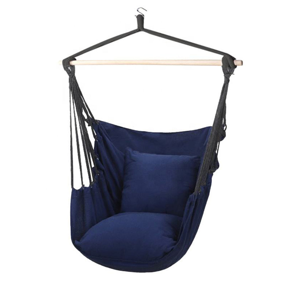 Premium Hanging Chair Hammock with 2 Pillows, Carry Bag, 2 Metal Hooks and Rope Included, 100x130 cm