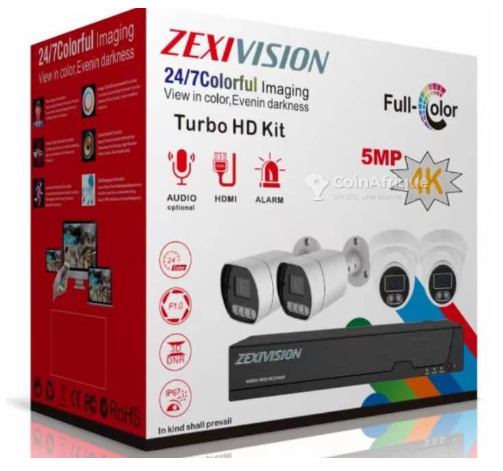 Zexivision Turbo HD 5MP Full-Color 4K Video Surveillance Kit, Audio, HDMI, Integrated Alarm, Real-Time Viewing