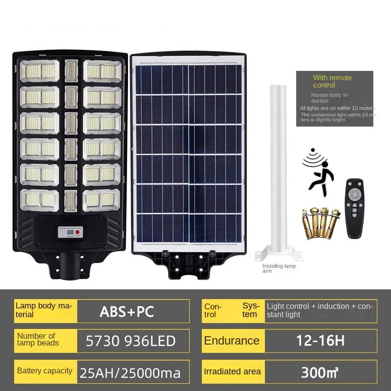 Lampa Stradală Solară Innova Viper 1800 W, Telecomandă, IP67, Senzor de Mișcare, Senzor de Lumină