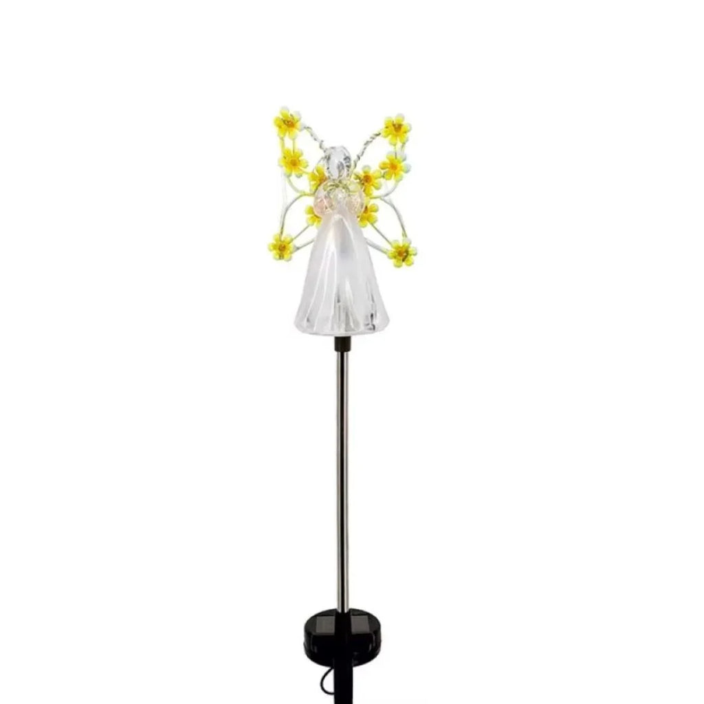 Lămpi Solare Decor Îngeraș cu Flori Galbene pentru Grădină - Set 2, 4 sau 8 Bucăți, Lumină Caldă