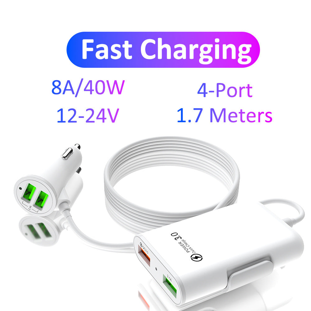 1+1 Car Charger Pack, 4-in-1, 12V/32V USB QC3.0, 40W, 1.7m cable