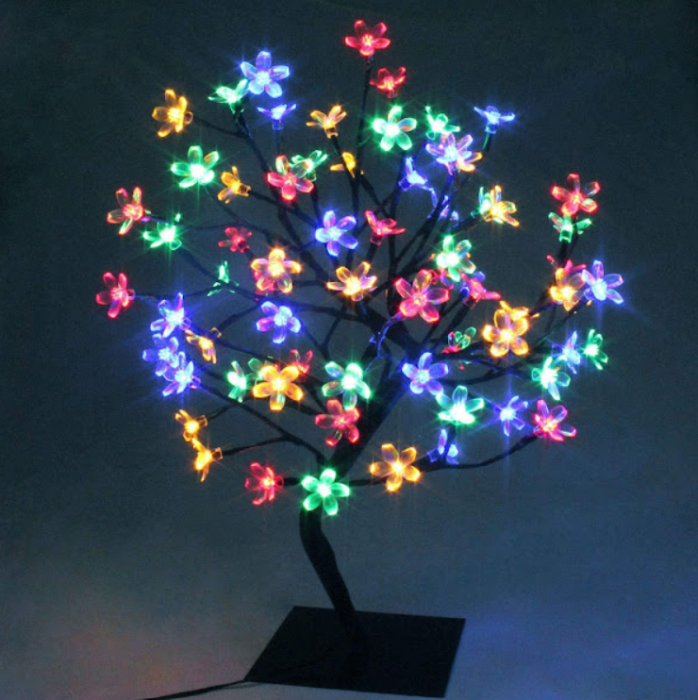 2 x Decorative Cherry Blossom Bonsai Tree with 28 Multicolor LEDs