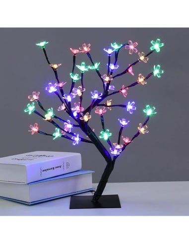 Black Friday - Decorative Bonsai with Cherry Blossoms, 2 x 28 Multicolor LEDs Pack