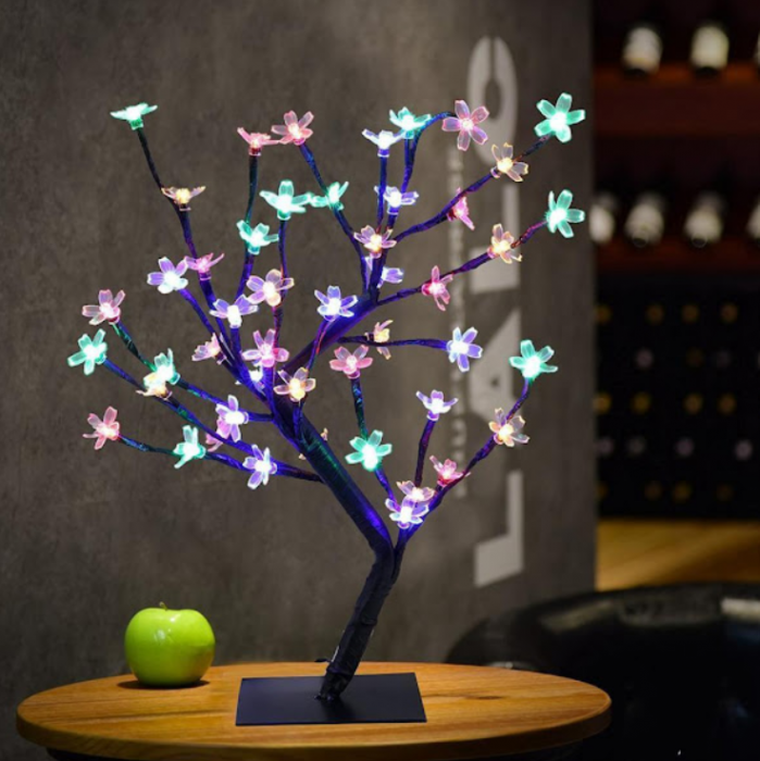 Black Friday - Decorative Bonsai with Cherry Blossoms, 2 x 28 Multicolor LEDs Pack