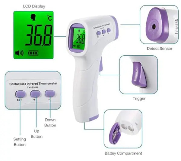 Home Health Pack: Digital Blood Pressure Monitor and Non-Contact Infrared Thermometer