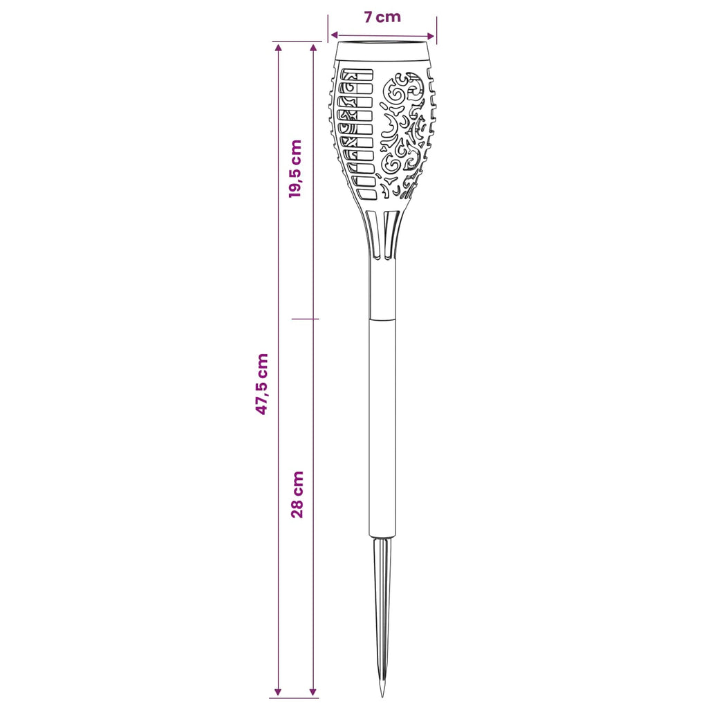 Set 10 Lampi Solare Tip Torta pentru Gradina, Efect Flacara de Foc, 47,5 cm, Negre