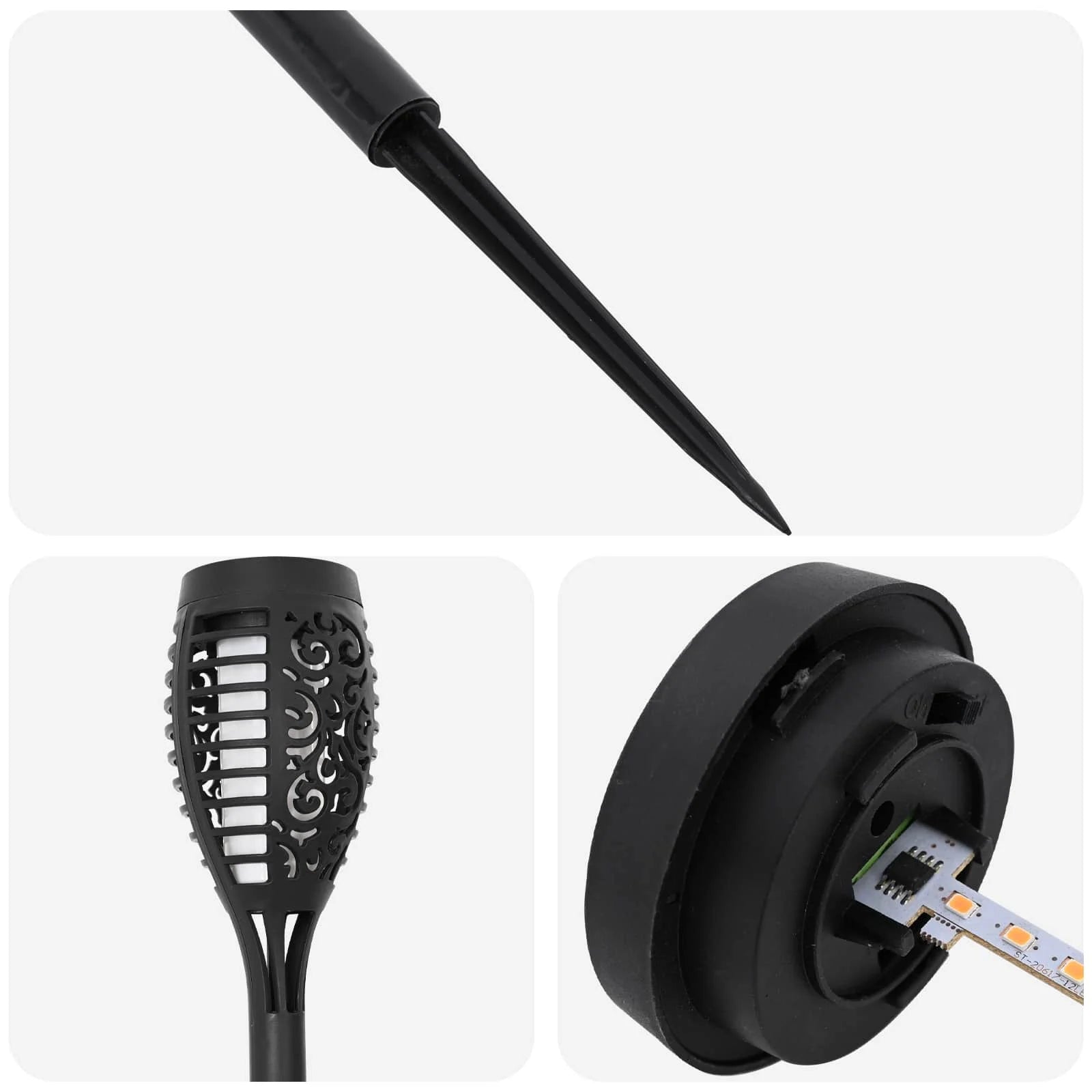 Set 10 Lampi Solare Tip Torta pentru Gradina, Efect Flacara de Foc, 47,5 cm, Negre