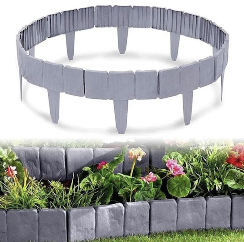 Set 10 x Gard Decorativ cu Aspect de Piatră Pentru Gazon sau Flori