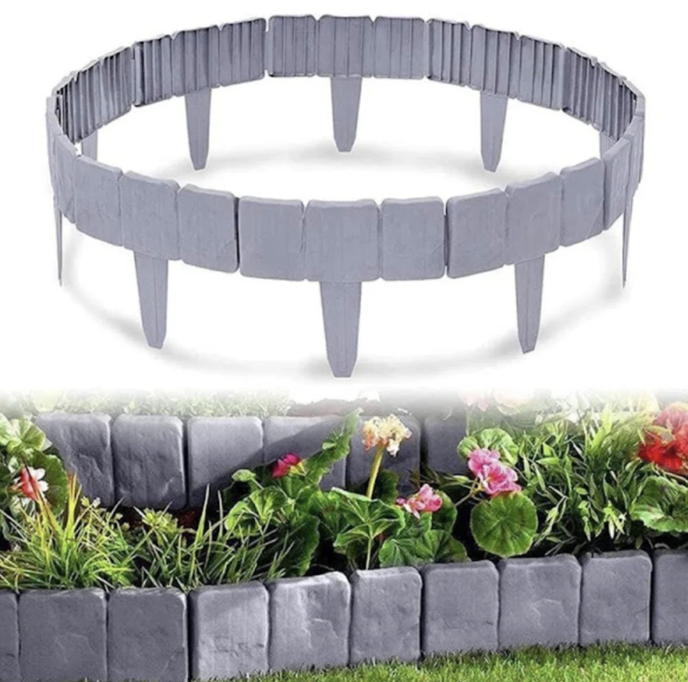 Set 10 x Gard Decorativ cu Aspect de Piatră Pentru Gazon sau Flori