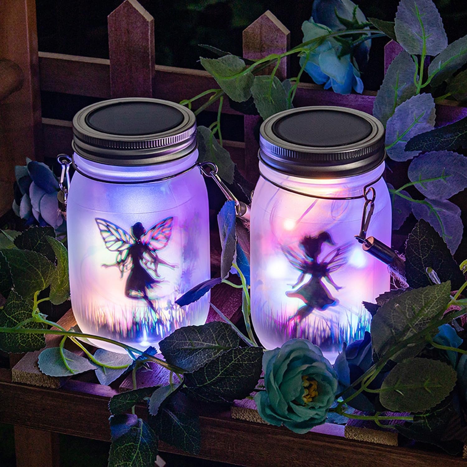Set 2 Decorațiuni Solare cu Zâne LED, Alb Cald sau Multicolor – Iluminare Ambientală pentru Grădină, Terasă și Balcon