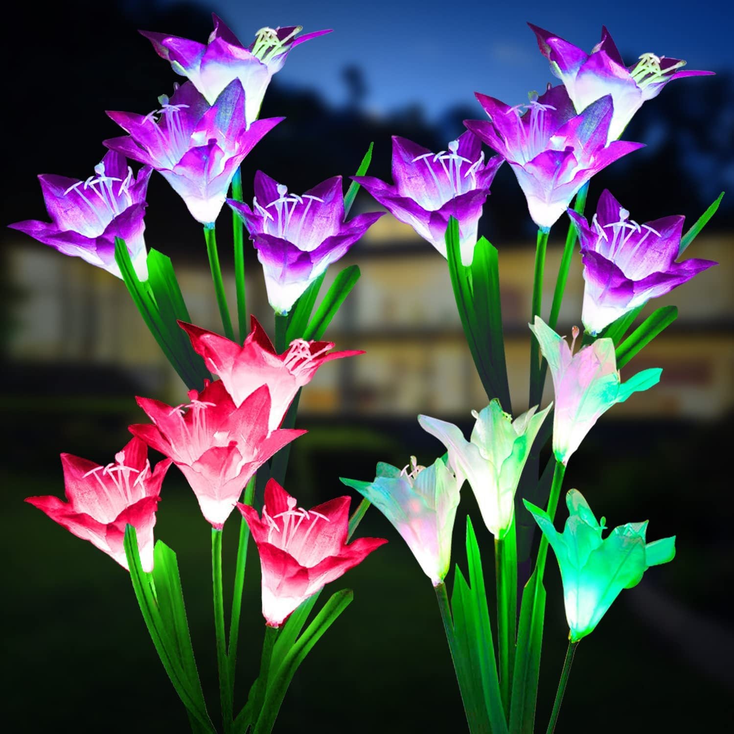 Set 4 Lumini Solare Crini Decorative, 70cm, IP66, LED cu Senzor de Lumină