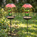 Set 2 Lămpi Solare Decorative cu Hrănitoare pentru Păsări, Model Albinuță sau Broscuță, pentru Grădină