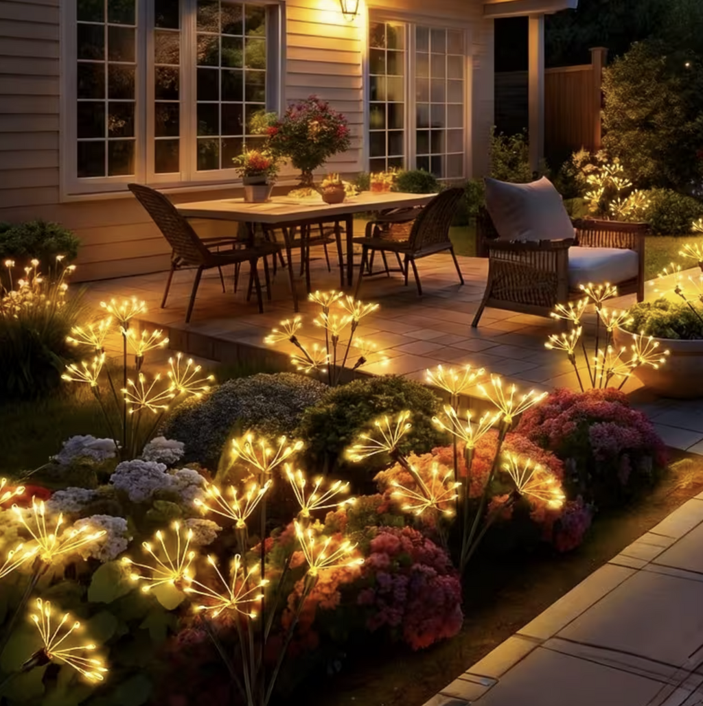 Set 2 Lampi Solare Decorative de Gradina Tip Papadie, 72 cm, 6 Ramuri Flexibile, 60 LED, Lumina Alb Cald