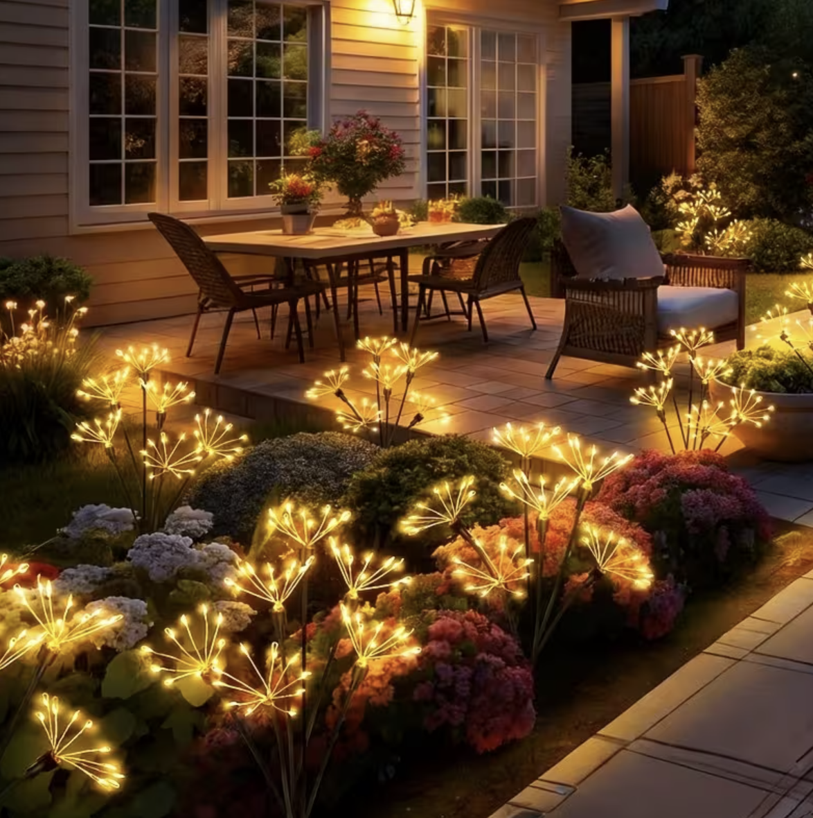 Set 2 Lampi Solare Decorative de Gradina Tip Papadie, 72 cm, 6 Ramuri Flexibile, 60 LED, Lumina Alb Cald