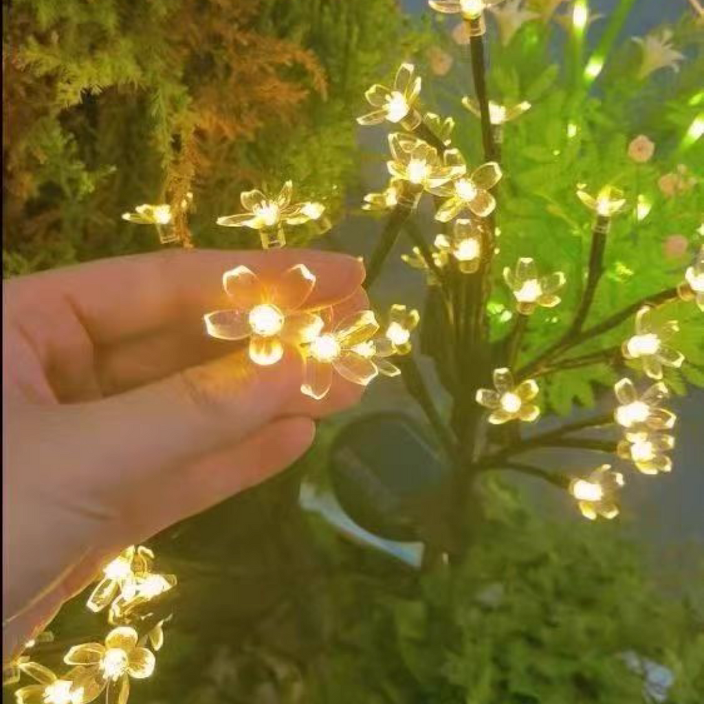 Set 4 Lumini Solare Decorative Ramură cu Flori LED, 65cm, IP66