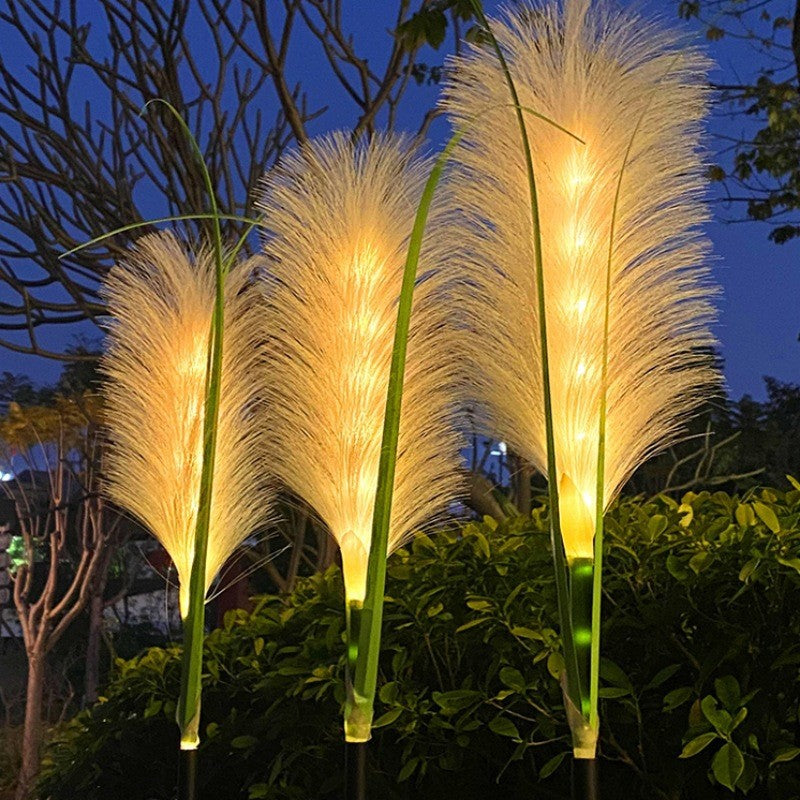 Set 2 Lămpi Solare Decorative tip Iarbă Pampas cu LED M374-22, 70cm, lumină caldă, IP66