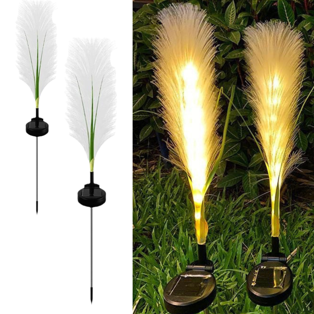 Set 4 Lămpi Solare Decorative tip Iarbă de Pampas cu LED M374-22, 70cm, lumină caldă, IP66