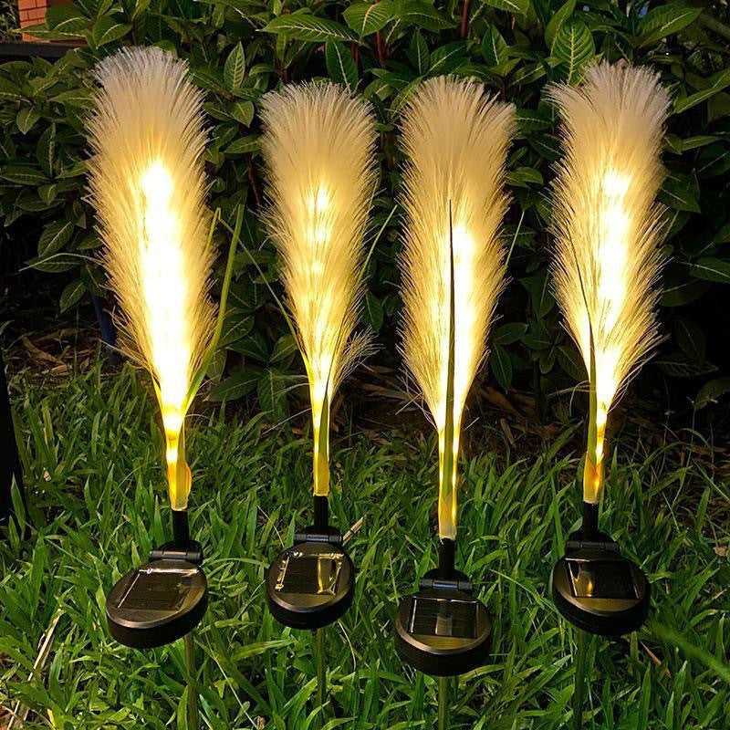 Set 4 Lămpi Solare Decorative tip Iarbă de Pampas cu LED M374-22, 70cm, lumină caldă, IP66