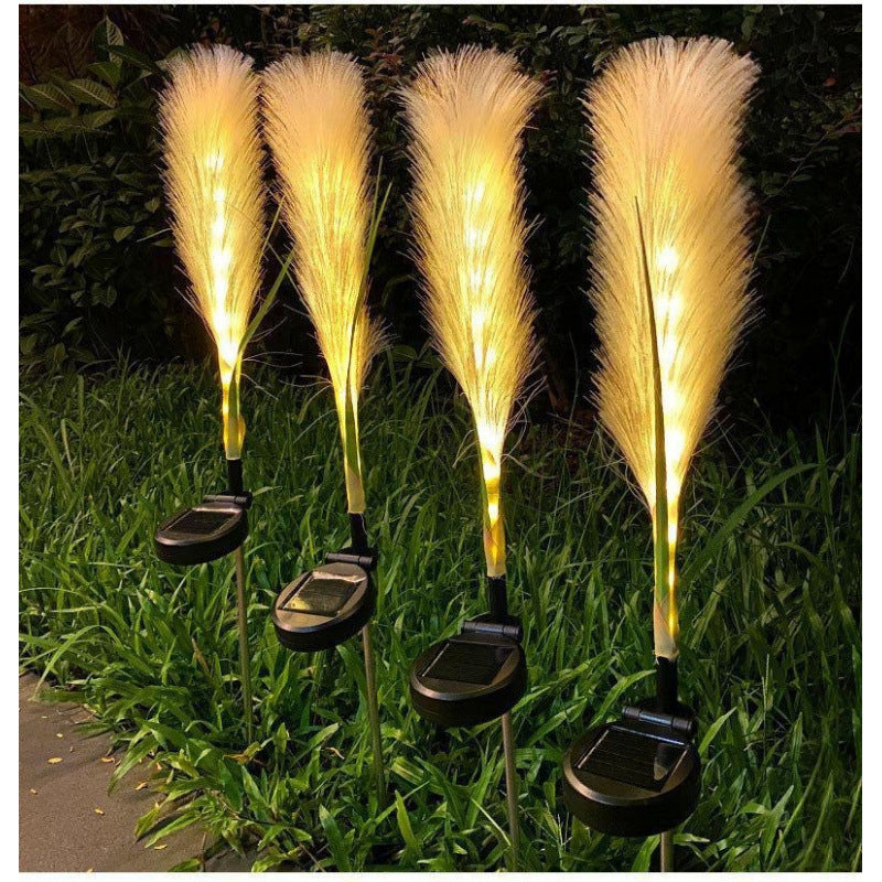 Set 4 Lămpi Solare Decorative tip Iarbă de Pampas cu LED M374-22, 70cm, lumină caldă, IP66