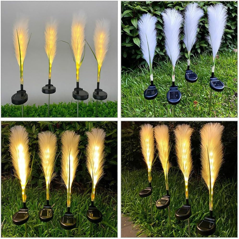 Set 2 Lămpi Solare Decorative tip Iarbă Pampas cu LED M374-22, 70cm, lumină caldă, IP66