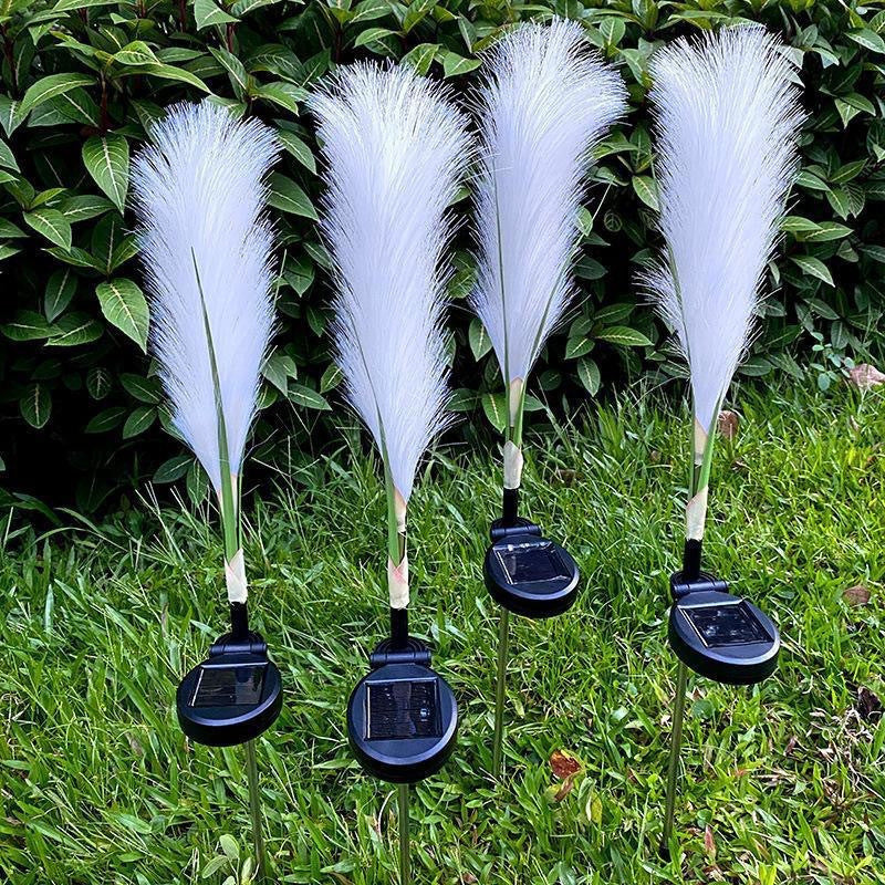 Set 4 Lămpi Solare Decorative tip Iarbă de Pampas cu LED M374-22, 70cm, lumină caldă, IP66