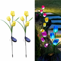 Set 4 Lămpi Solare Lalele Decorative, 70cm, IP66, LED cu Senzor Lumină