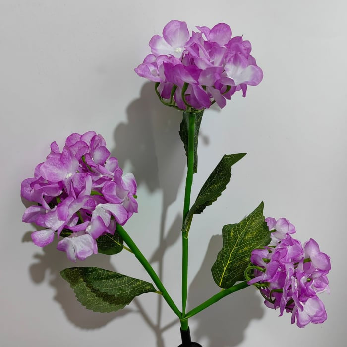 Set 2x lampă solară decorativă Hortensie, 70cm, iluminare LED, IP66, panou solar integrat