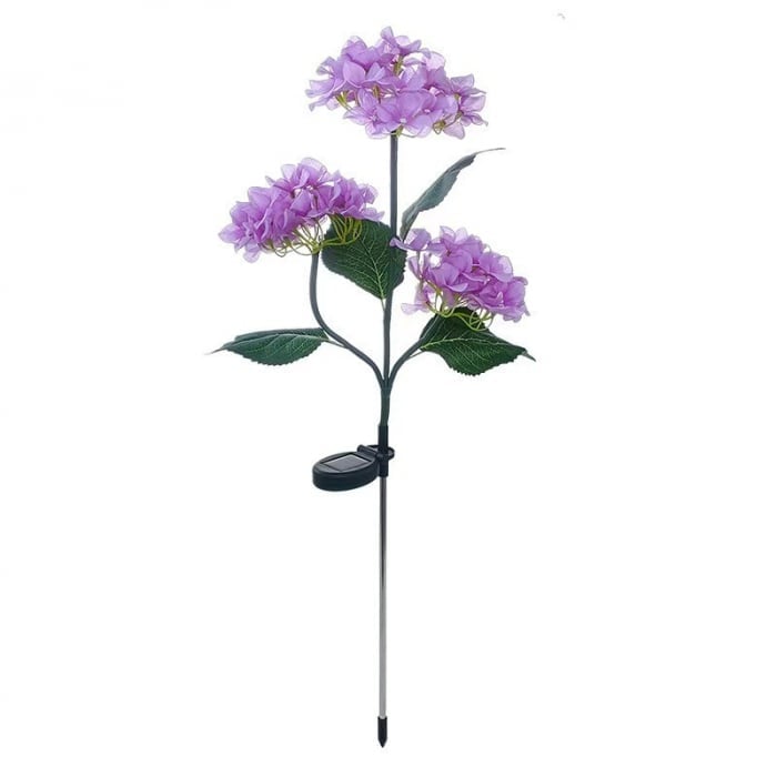 Set 2x lampă solară decorativă Hortensie, 70cm, iluminare LED, IP66, panou solar integrat