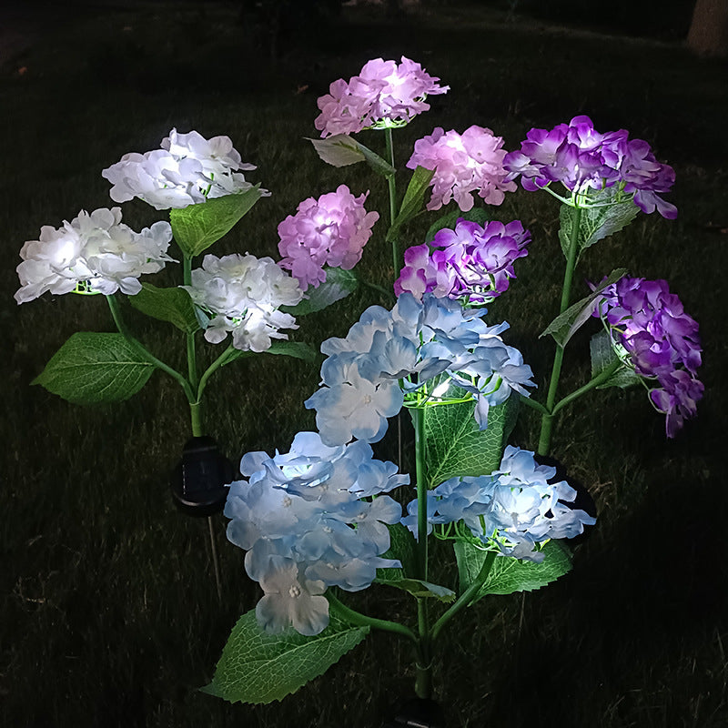 Set 2x lampă solară decorativă Hortensie, 70cm, iluminare LED, IP66, panou solar integrat