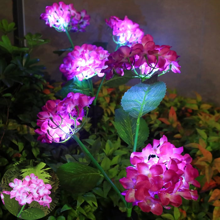 Set 2x lampă solară decorativă Hortensie, 70cm, iluminare LED, IP66, panou solar integrat