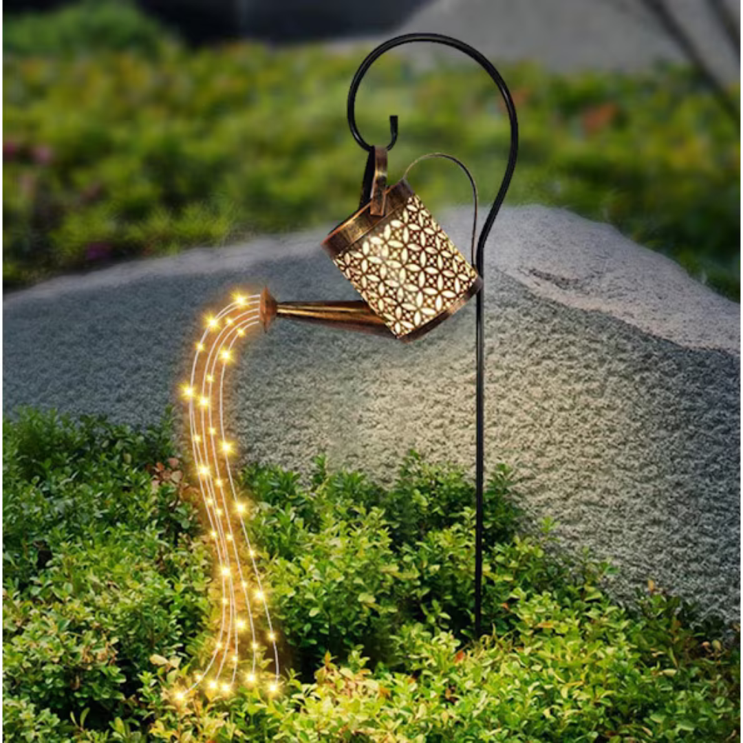 Set 2x LED Solar Watering Can String Lights, Forged Iron, Retro Design, Warm Light Projection, IP65, 80 cm