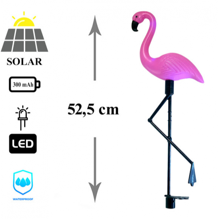 Set of 3 Solar Flamingo Figurines for Garden with LEDs, Solar Panel and Light Sensor, Weatherproof
