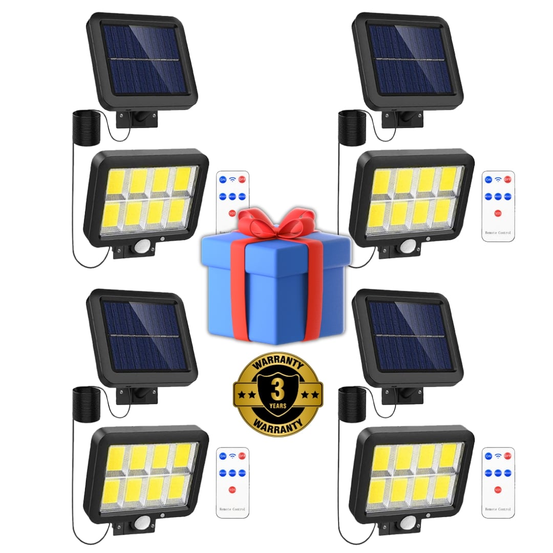 Set 4x Solar Lamps T9 INNOVA Smart Home, 160 COB LEDs, 8 Quadrants, Motion Sensor, Detachable Panel, IP66 + Remote Control, Gift + 3 Year Warranty
