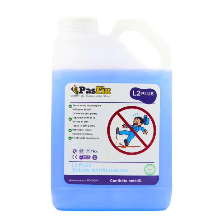 PasFix L2 PLUS Soluție Antiderapantă 5L – Protecție profesională pentru bucătării, băi și coridoare școlare