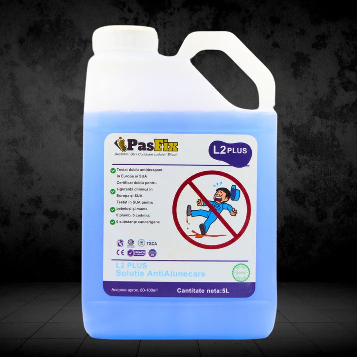 PasFix L2 PLUS Soluție Antiderapantă 5L – Protecție profesională pentru bucătării, băi și coridoare școlare