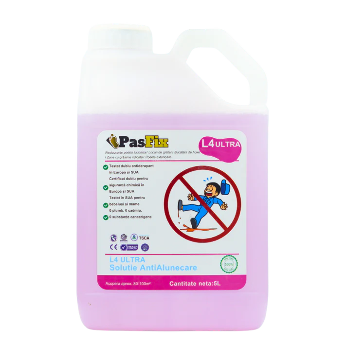 PasFix L4 ULTRA Anti-Slip Solution 5L – Professional protection for glossy floors, hotel kitchens, and high-grease areas